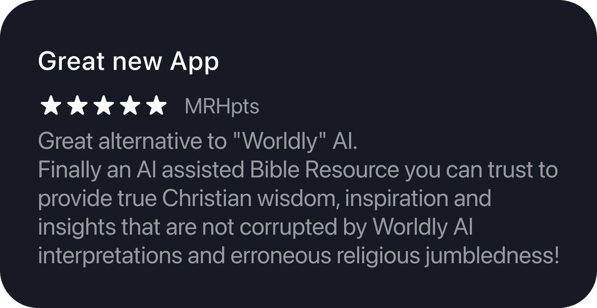 5-star review by MRHpts: Great alternative to worldly AI, trustworthy Christian wisdom and insights